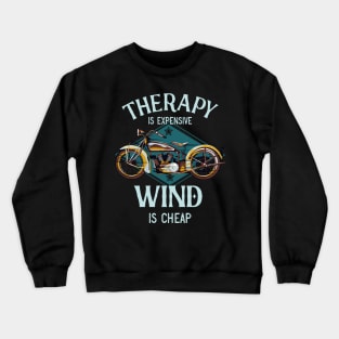 Motorcycle Therapy Wind Vintage Biker Gift Crewneck Sweatshirt